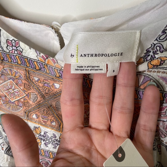 ANTHROPOLOGIE Egyptian print flowy silk blouse - Picture 6 of 8